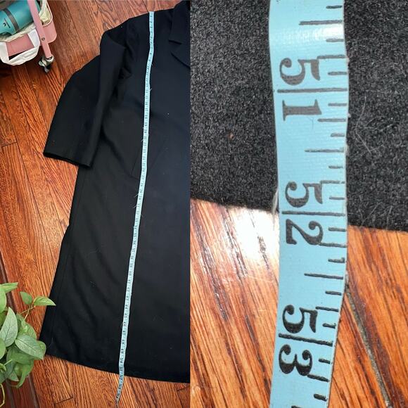 King's Court Black Single Breasted Long Men Peacoat 5XL Wool Blend Minimalist - Picture 13 of 17